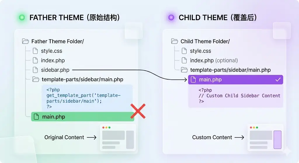 sidebar的父主题和子主题继承