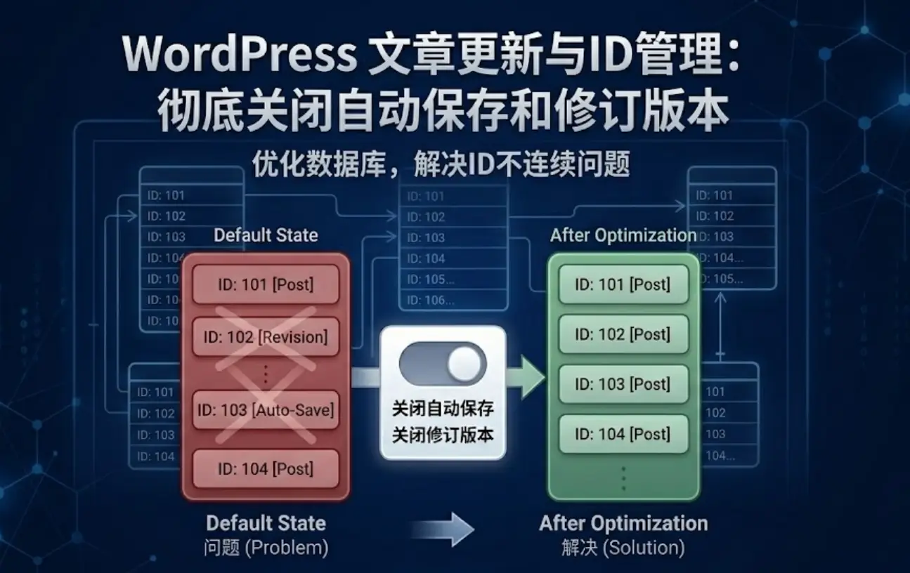 WordPress 文章更新与ID管理：彻底关闭自动保存和修订版本