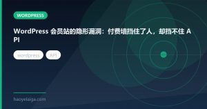 WordPress 会员站的隐形漏洞：付费墙挡住了人，却挡不住 API